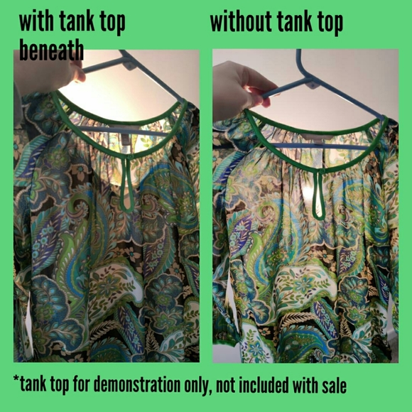 Banana Rep. Petite XS green blue paisley blouse - Picture 6 of 7